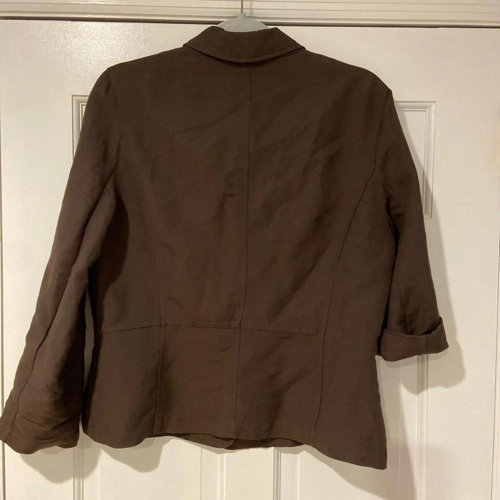 Chaus Dark Brown Utility Safari Jacket Women’s Size 8 Linen Blend - Picture 11 of 11